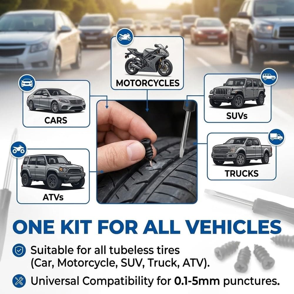 Kit de 40 Clavos para Reparación de Neumáticos (20 Grandes y 20 Pequeños) con Destornillador - Tornillos de Goma para Reparar Pinchazos en Ruedas de Coche y Moto - Sin Desmontar la Rueda — view 4