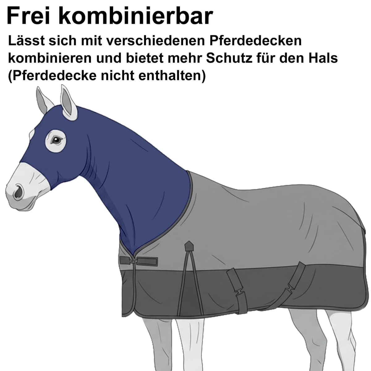 Capucha Elástica con Cremallera para Caballo, Ideal para Proteger el Cuello y la Cabeza con Comodidad — view 5