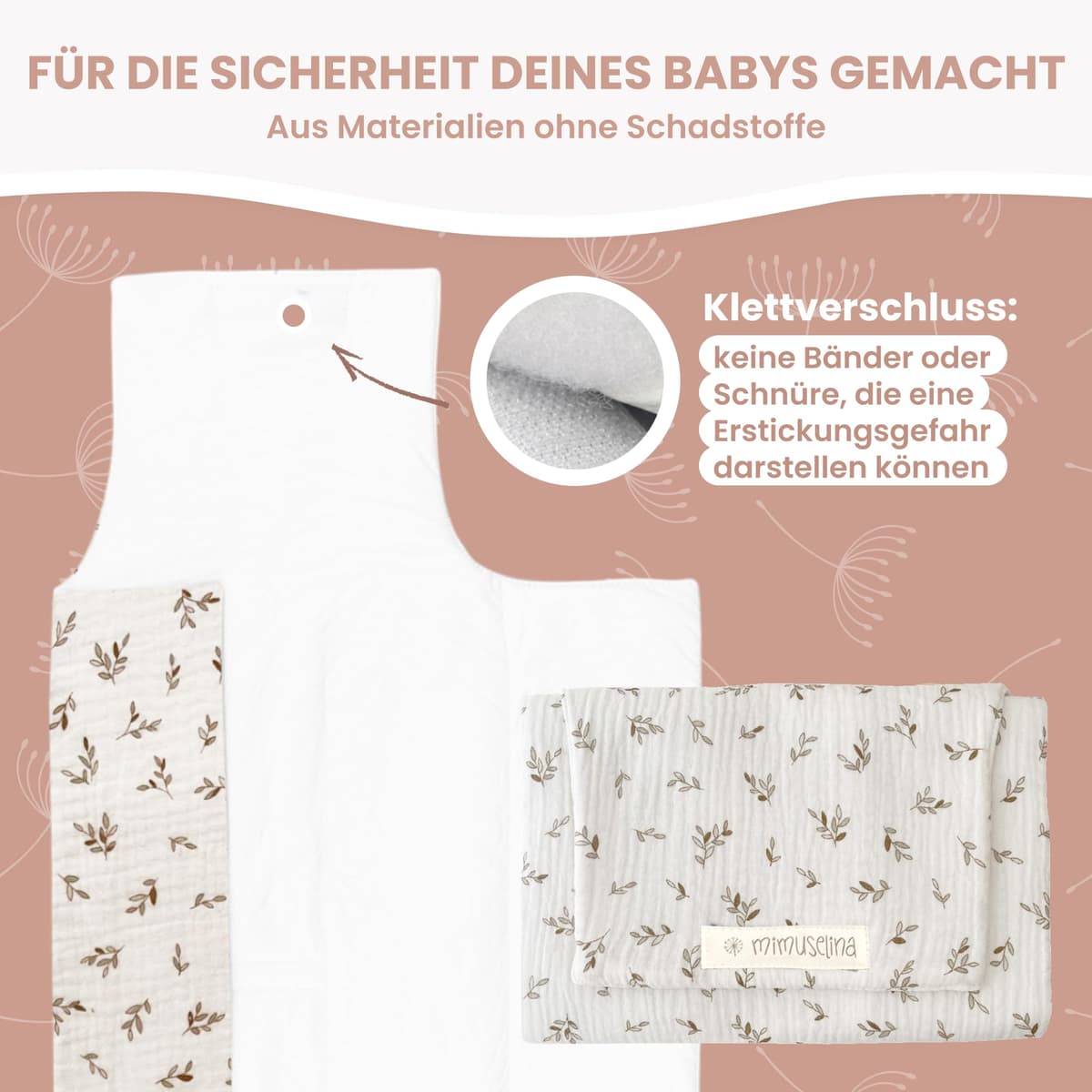 MIMUSELINA Pack de Cambiador Bebe Portatil Impermeable y Bolsa Pañales | Cambiador Bebe Plegable y Ligero para Paseo | Exterior 100% Algodón | Ideal como Regalo Recien Nacido | Hecho en España — view 4