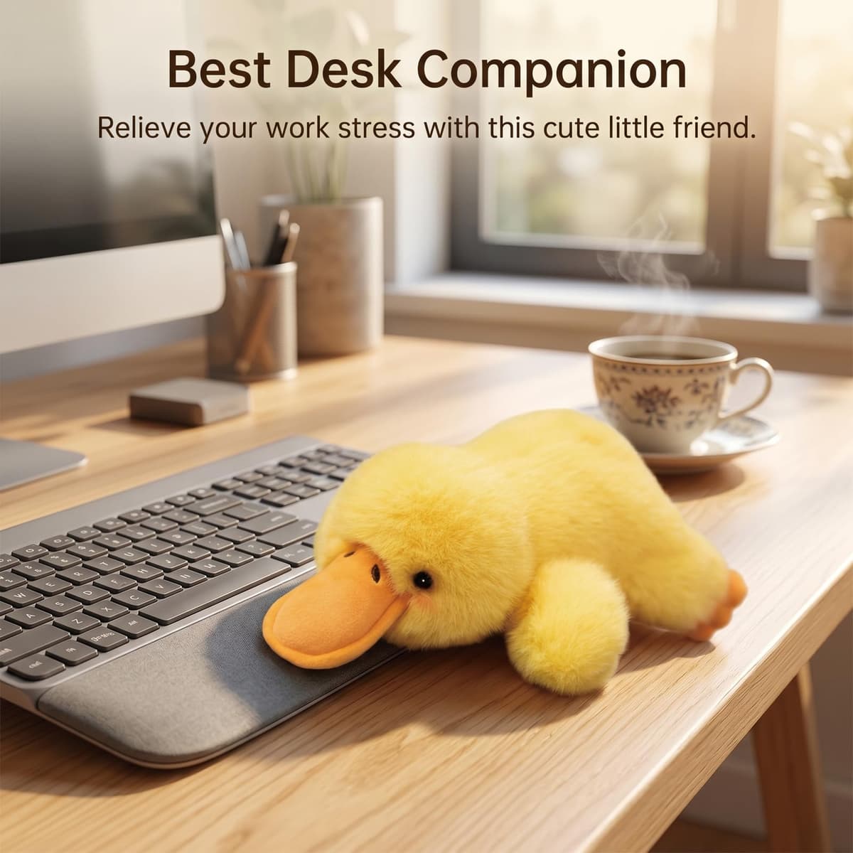 Weighted Duck Plush, 15cm Duck Teddy Soft Toy for Stress Relief, Cute Stuffed Toy Doll for Home and Car Decor, Small Plushies for Gifting, Yellow — view 5