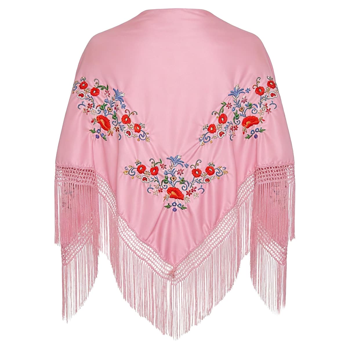 Wildarms Mantón de Sevillana Bordado con Flecos para Flamenco Feria Disfraz Baile Tradicional Mujer