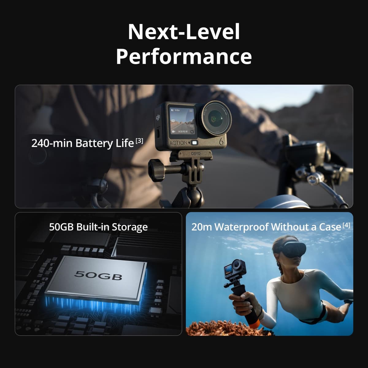 DJI Osmo Action 6 Enhanced Combo, Action Camera With 1/1.1″ Square Sensor, Variable Aperture of f/2.0–f/4.0, Extended Battery Life With 2 Batteries, Action Camera 8K for Extended Outdoor Filming — view 6