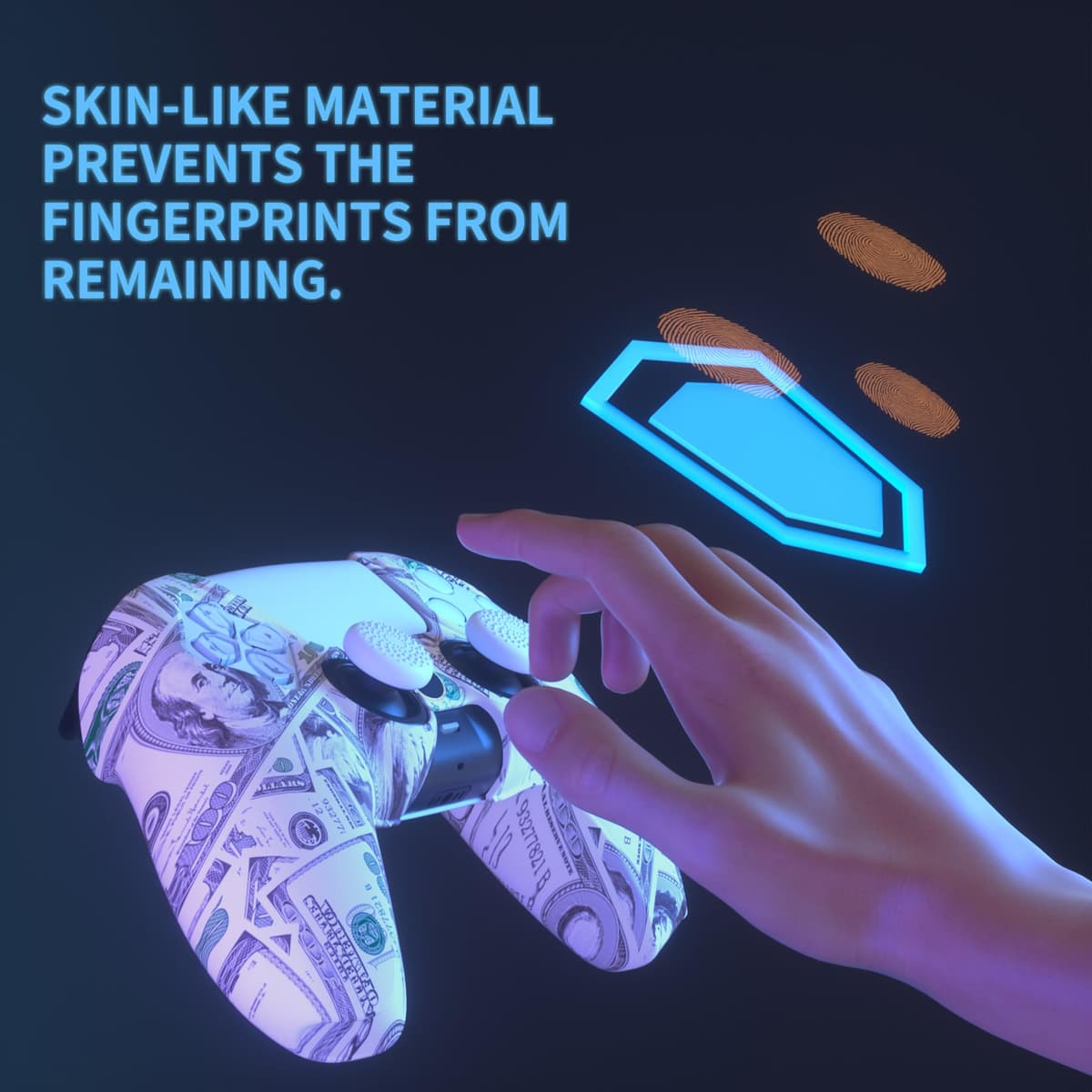 PlayVital Funda de Silicona para ps5 Mando - Cubierta Protectora Antideslizante y Suave con 6 Tapas para Pulgar, Grip Mejorado, Compatible con Base de Carga (Pure Series-Efectivo 100 Dólares) — view 4