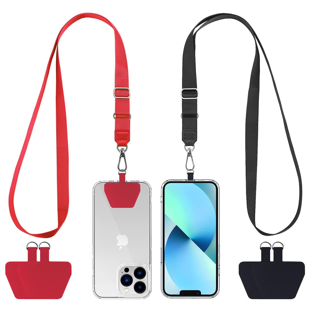 CACOE Universal Mobile Phone Chain, 2 Pcs Adjustable Collar Lanyard and 2 Pcs Durable Patches, Lanyard Mobile Phone Neck Strap Compatible with Most Smartphones — view 20