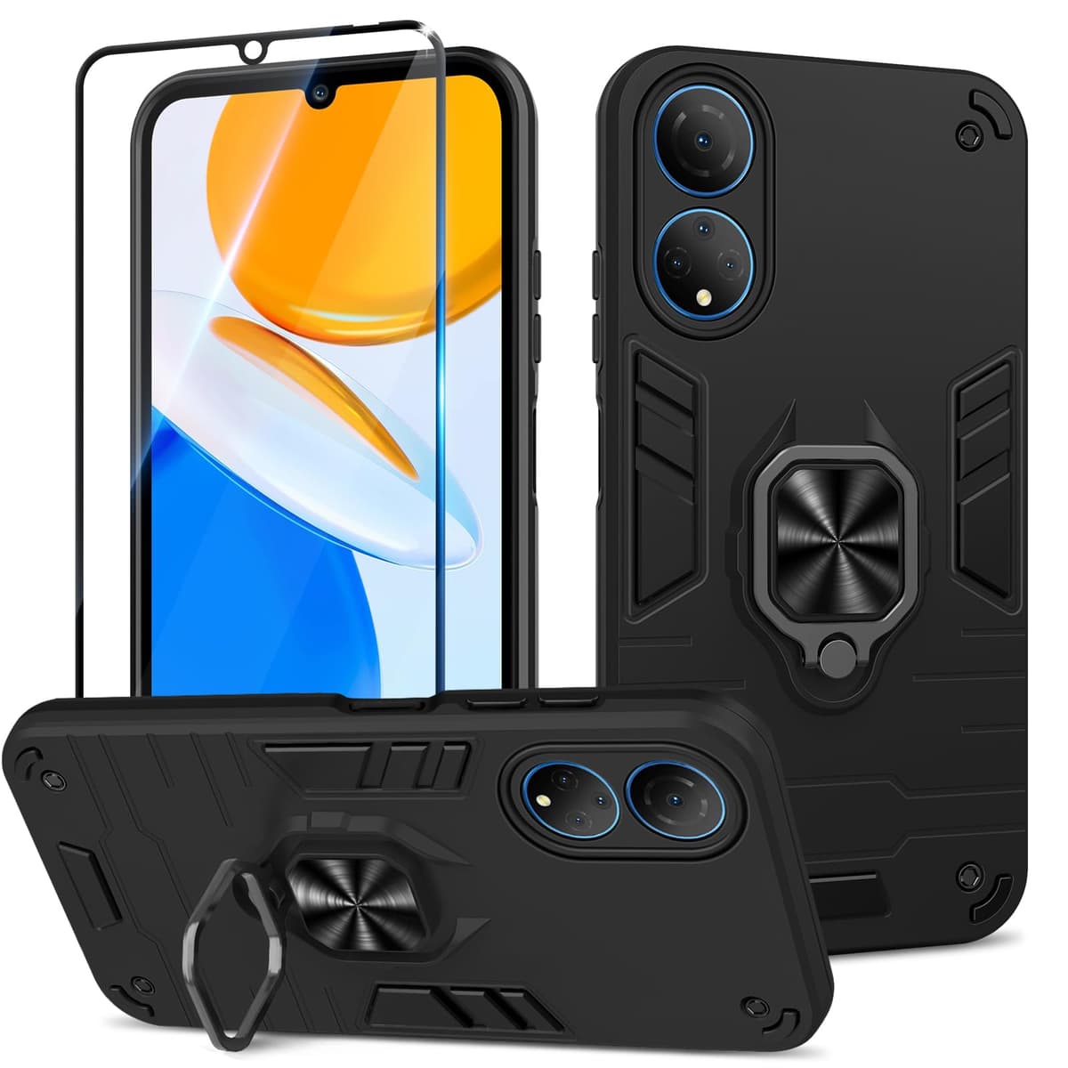 Funda para CMF Phone 2 Pro, Carcasa Antigolpes con Soporte anular metálico, Case Protectora de Grado Militar, Negro — view 801