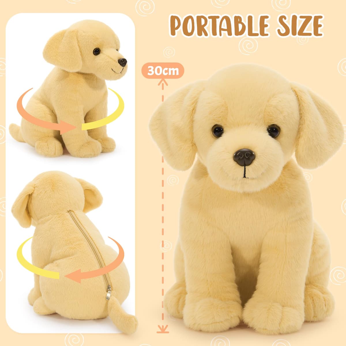 MorisMos Big Labrador Teddy Soft Toy, 30cm Yellow Dog with 3 Cuddly Puppy Inside, Giant Dog Plush, Realistic Fluffly Labrador Gift for Kids Birthday Christmas Deco — view 3