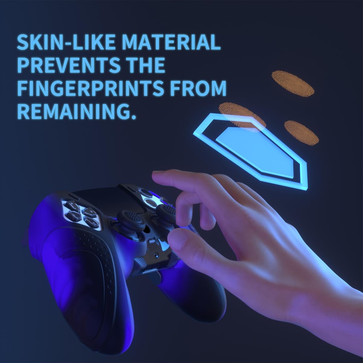 PlayVital Funda de Silicona Antideslizante para ps5 Edge - Cubierta Protectora con 2 Tapas para Joysticks, Protector de Goma para ps5 Edge Mando, Diseño Ergonómico (Edición Guardian - Azul&Negro) — view 3