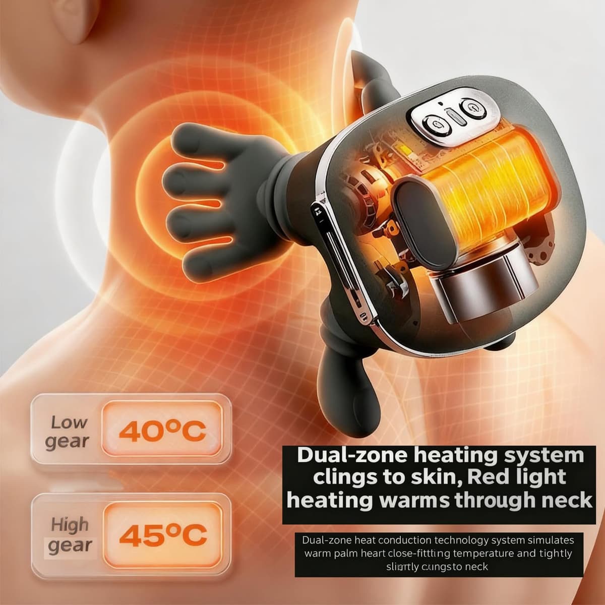 Masajeador Cervical Y Espalda 4D, Recargable Masajeador Cuello Eléctrico, Masajeadors De Hombros Calentado Con Diseño Biónico Con 2 Niveles De Temperatura, Para Alivia Dolores Y Fatiga(02) — view 3