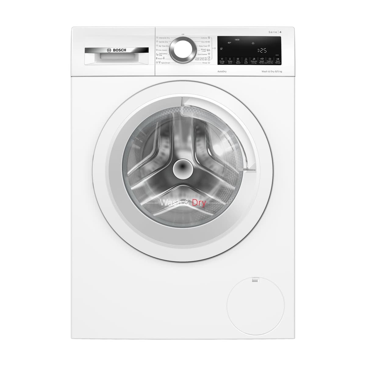 Bosch Home & Kitchen Appliances Bosch WNA134U8GB Serie 4 Freestanding Washer Dryer with AutoDry, Wash & Go 60, IronAssist and SpeedPerfect, 8kg/5kg load, 1400rpm spin, White — view 2