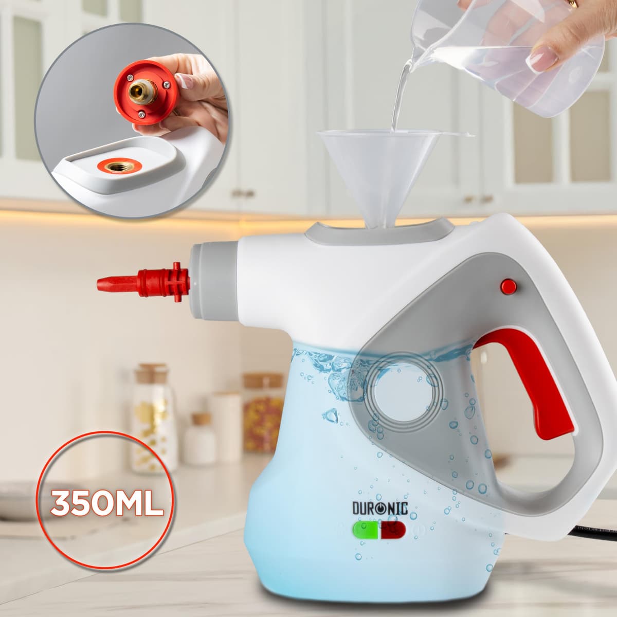 Duronic SC32 WE Limpiador de Vapor de Mano 1050W - Limpiador Vapor Portátil Multifunción Depósito 350 ml para Sofá Tejidos Juntas Ducha Horno Fregadero Ventanas Espejos Limpieza sin Químicos — view 5