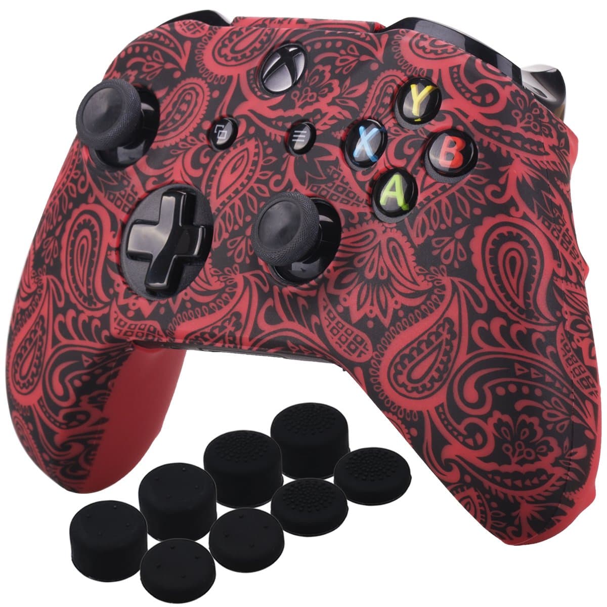 Yorha Impresión Caucho de Silicona Funda Skin Case Carcasas Piel para Xbox One S/X Mando Controller x 1 (Calavera comica) con Agarres para el Pulgar Thumb Grip Pro x 8 — view 9