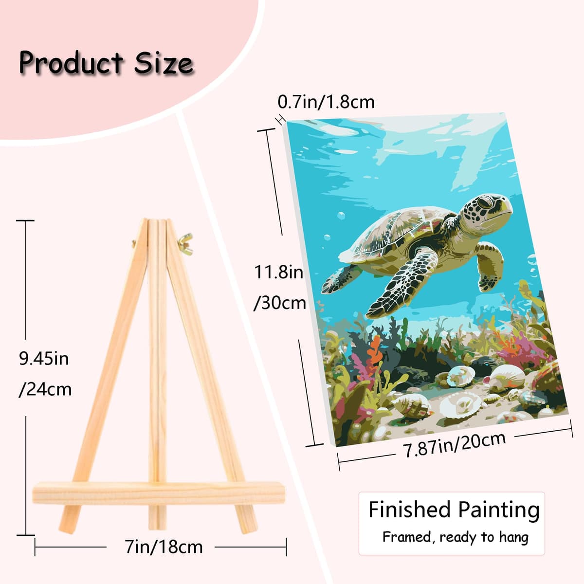 Fokenzary Kit de Pintura por Números para Adultos DIY Tortuga Marina Animal Marino Lienzo Conjunto para Principiantes con Caballete y Pinturas Acrílicas con Marco (20x30cm x 4pcs) — view 4
