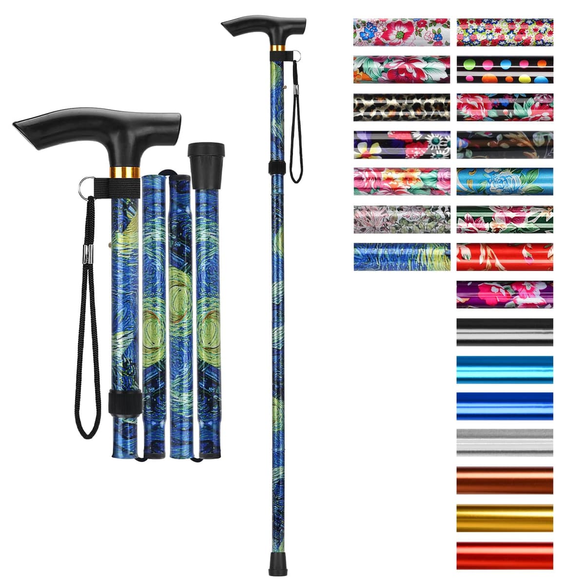 supregear Bastón Plegable, 5 Niveles de Altura Ajustable, Ligero y Portátil para Viaje, Mango en T y Pulsera, Extensible para Personas Mayores y Adultos con Discapacidad — view 26