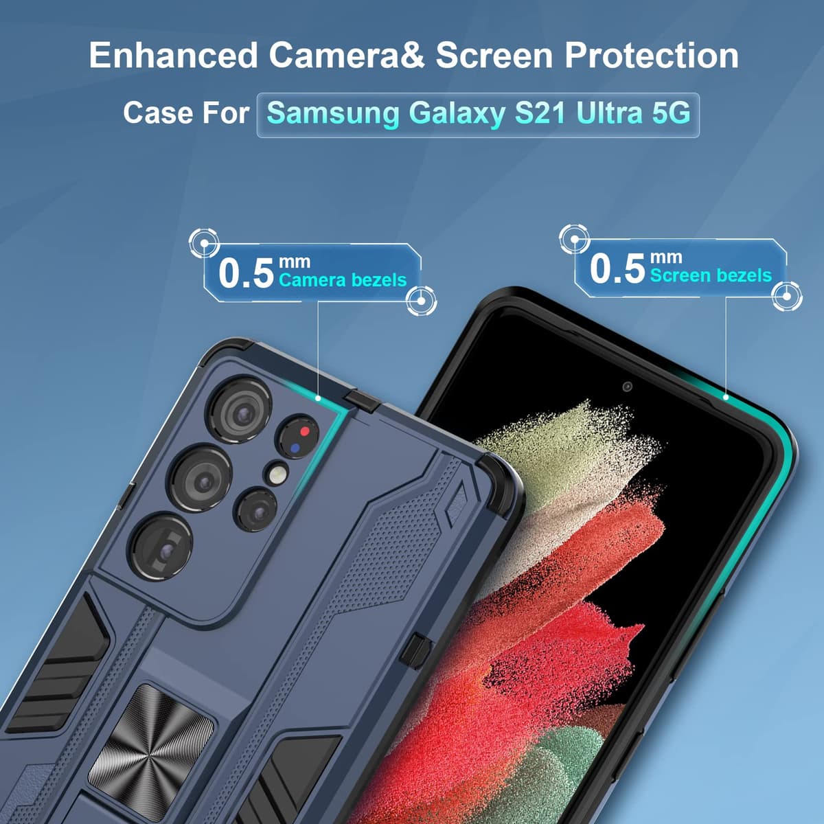 Funda para CMF Phone 2 Pro, Carcasa Antigolpes con Soporte anular metálico, Case Protectora de Grado Militar, Negro — view 859