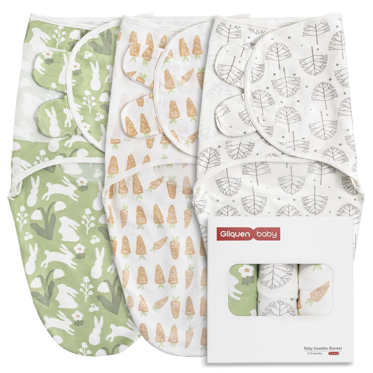 GLLQUEN BABY 3-Pack Organic Baby Swaddle Sleep Sacks for Newborn - Baby Swaddles 0-3 Months, Swaddle Sack, Rainbow & Sun, Blanket Wrap (Small/Medium) — view 10