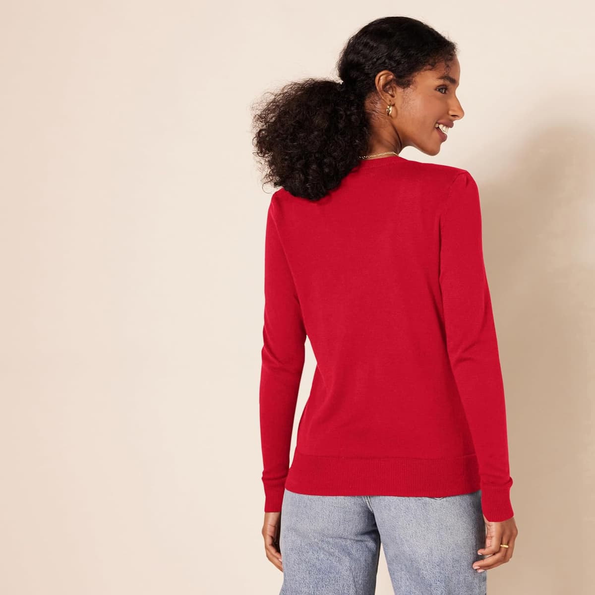 Amazon Essentials Women's Lightweight Crewneck Cardigan Jumper (Available in Plus Size) 5XL Plus Red — view 2