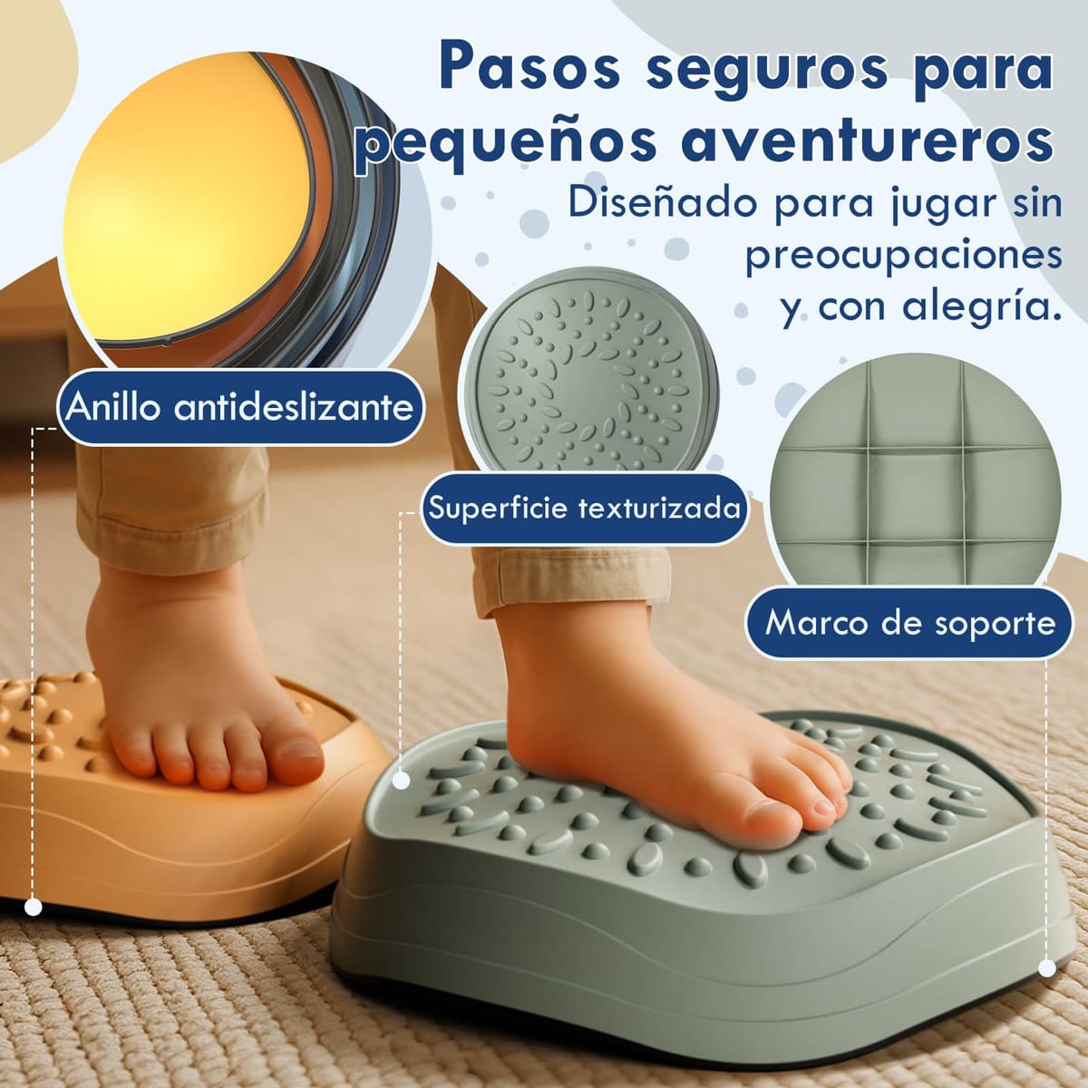 Lehoo Castle Piedras de Equilibrio para Niños,6 pcs Antideslizante Piedras de Paso para Niños, Juego de Equilibrio Exterior, Desarrollo Sensorial y Coordinación, Curso de Obstáculos — view 2