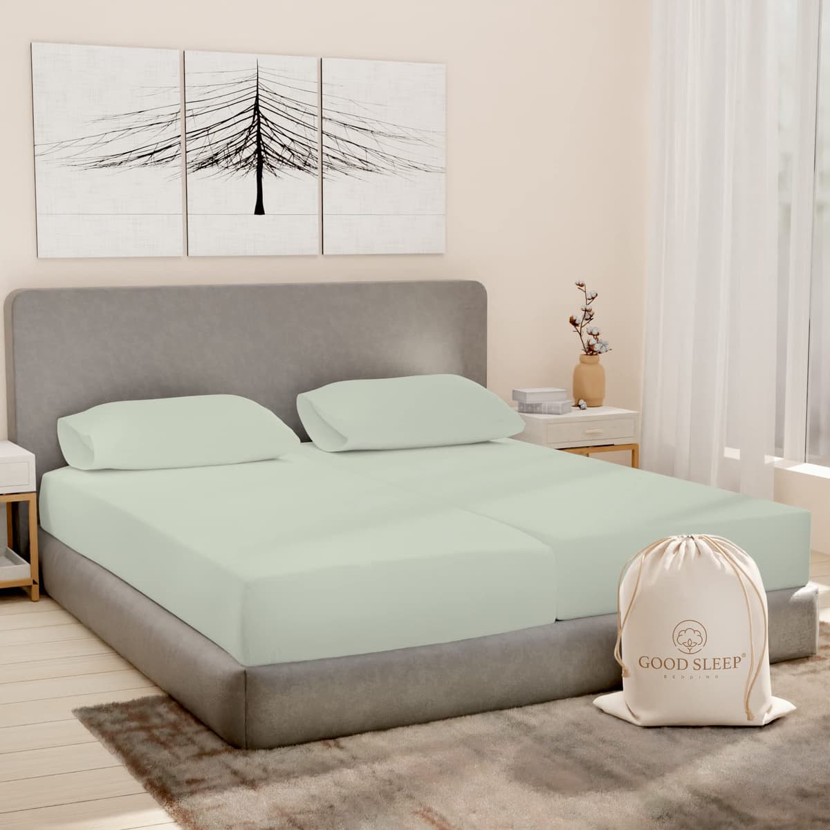 1000 Thread Count Egyptian Cotton Sheets Queen Size, 4 Pc Luxury Sheets Set, Long Staple 100% Cotton Sheets for Queen Size Bed, 16" Deep Pocket Hotel Style Sheets, Sateen Sheets Queen, Light Blue — view 28