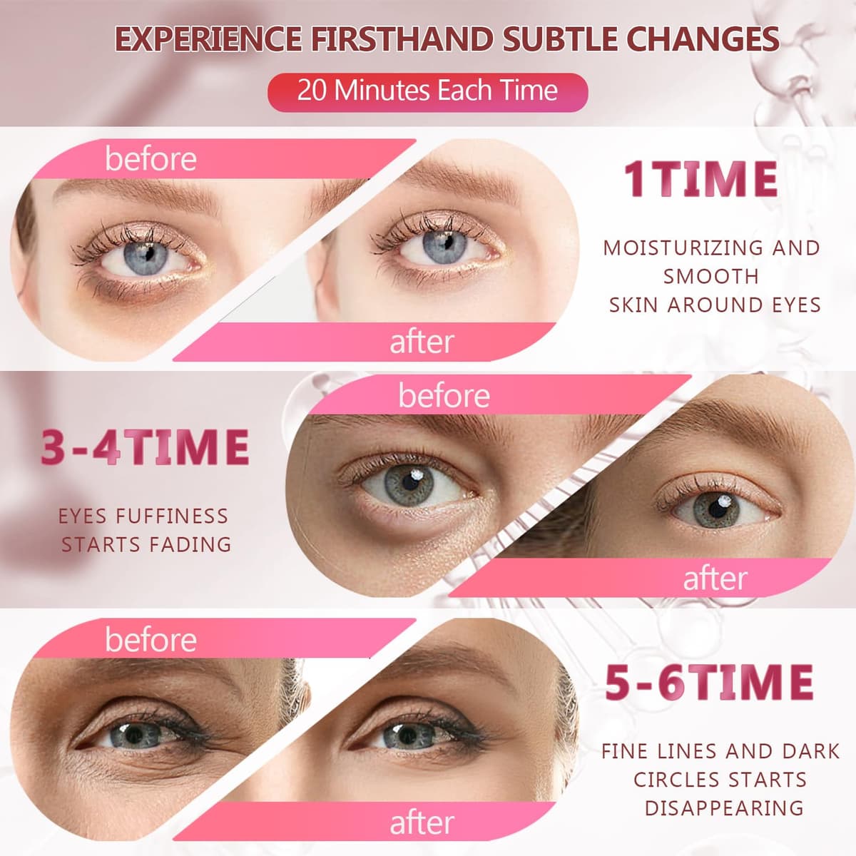 Pink Undereye Mask (60 Pcs), Collagen Hydrating Gel Pads, Reduce Puffiness, 30 Pairs Under Eye Patches for Dark Circles Puffy Eyes Treatment, Wrinkle, Women Men Beauty Personal Skin Care Products — view 5