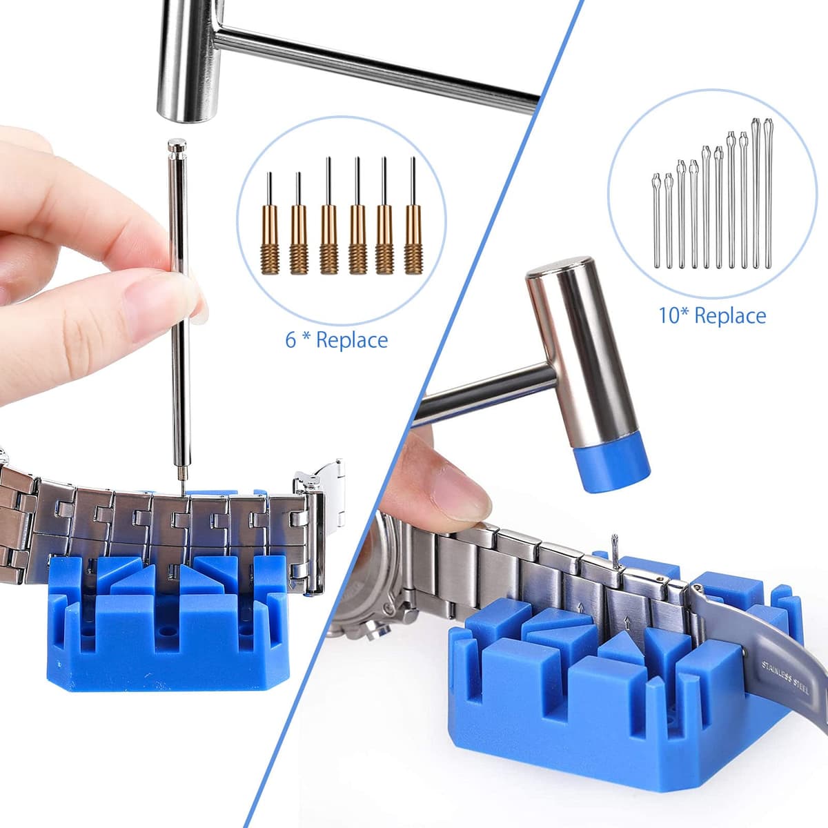 JOREST Herramientas Ajusta Correas de Reloj, Acortar y Cambiar Correa Relojes, Kit Reparacion para Quita Eslabones, Extractor Pasadores Relojero — view 4