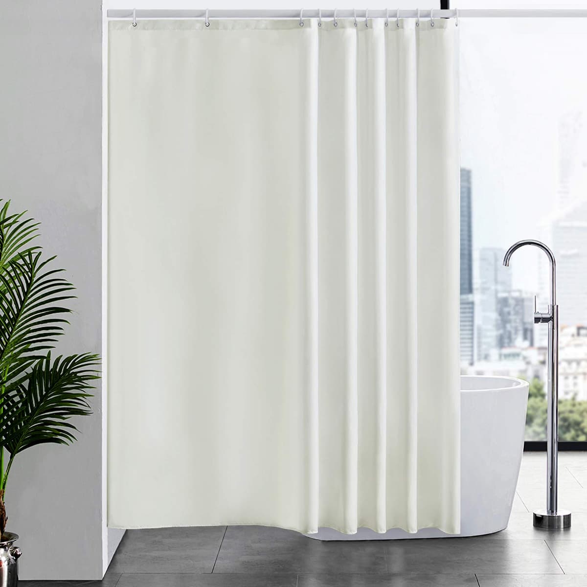 Furlinic Cortina Ducha 200x200cm Antimoho Impermeable Lavable Blanco Tela Poliéster Grandes Cortinas de Baño con 12 Aros de Cortina Ducha. — view 28