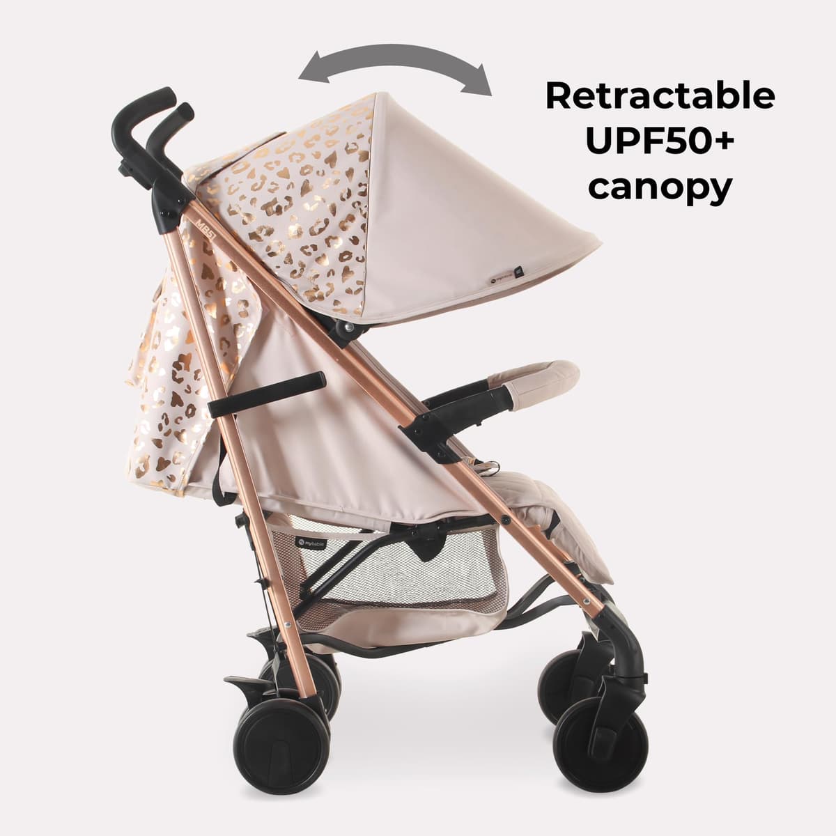 My Babiie MB51 Stroller – from Birth to 4 Years (22kg), Lightweight, Umbrella Fold, Travel Buggy for Toddlers, Pushchair Includes Footmuff, Cup Holder, Rain Cover - Pink Leopard — view 5
