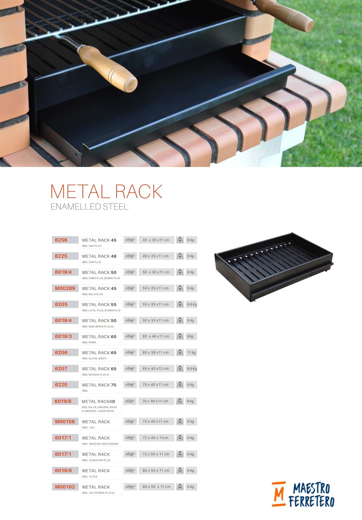 MF - Soporte para Barbacoas con Cajón Recoge Cenizas - Metal Rack 60x40x11 cm