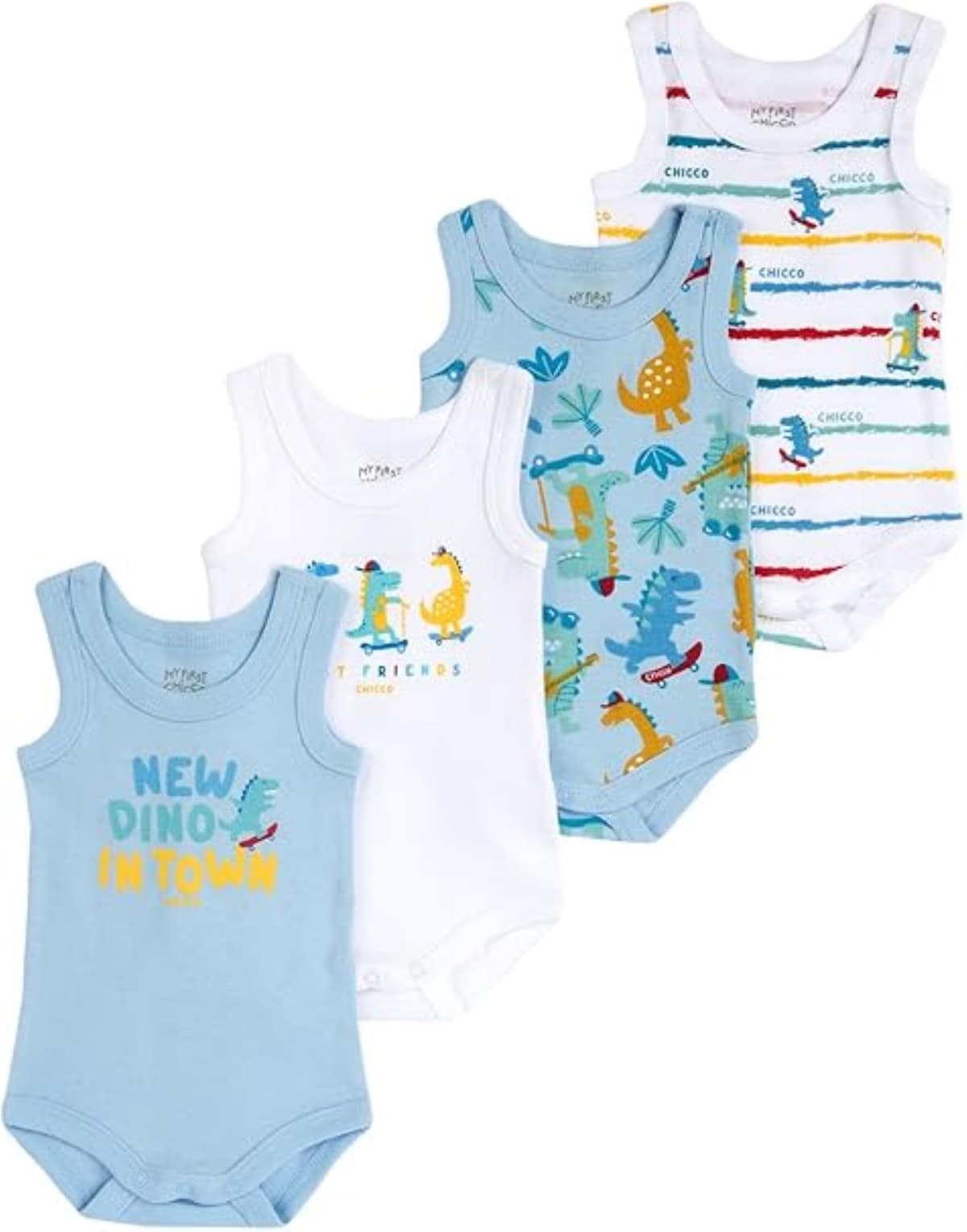 Chicco, Body Recién Nacido, Conjunto de 4 Bodies sin Mangas de Algodón 100% con Cómoda Abertura, Ropa Bebé Niño y Niña 0-3 Meses, Ideas de Regalo para Nacimiento — view 8