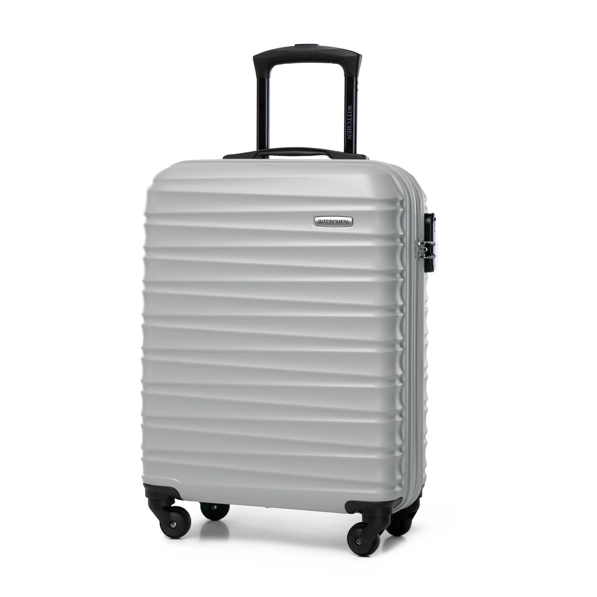 WITTCHEN Maleta Grande Trolley ABS rígido para facturación con 4 Ruedas giratorias Cerradura de combinación asa telescópica Groove Line Negro Ryanair/Vueling/Iberia/easyJet/Iberia Express — view 34