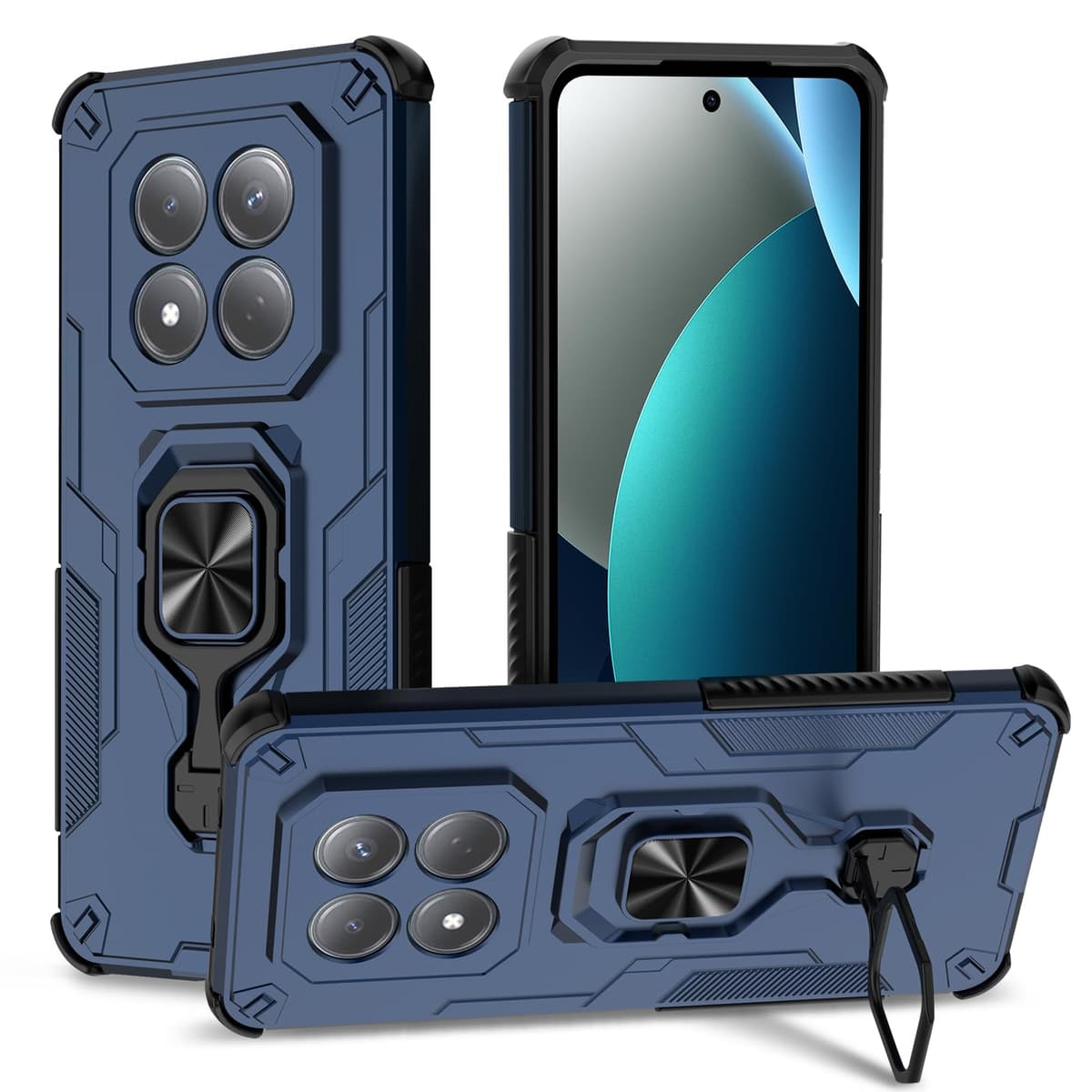Funda para CMF Phone 2 Pro, Carcasa Antigolpes con Soporte anular metálico, Case Protectora de Grado Militar, Negro — view 533