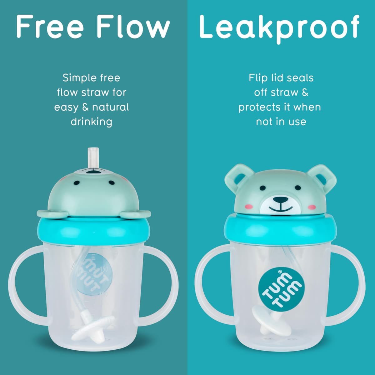 TUM TUM Tippy Up Free Flow Sippy Cup (No Valve), Sippy Cup for Toddlers, 200ml, BPA Free (Boris Bear S3) — view 4