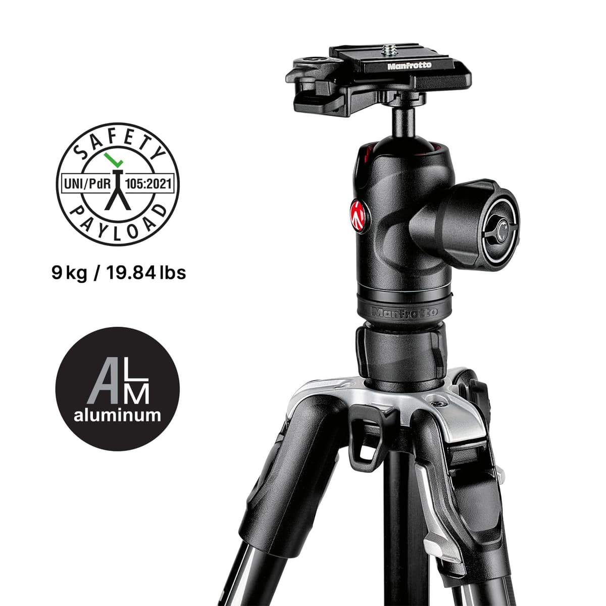 Manfrotto Befree Advanced Camera Tripod Kit with Twist Closure, Travel Tripod Kit with Ball Head, Portable and Compact, Aluminium Kit for DSLR, Reflex, Mirrorless, Camera Accessories — view 3