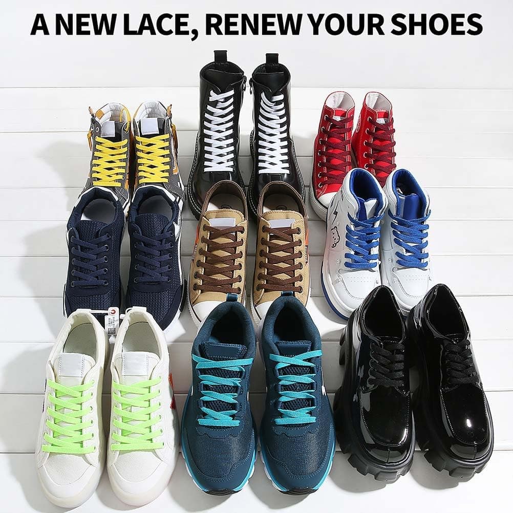 VSUDO Flat Trainers Shoelace, 8mm Wide Shoe Lace for Sneakers, Premium Trainer Shoe String, Replacements for Athletic Sport Shoelaces — view 4