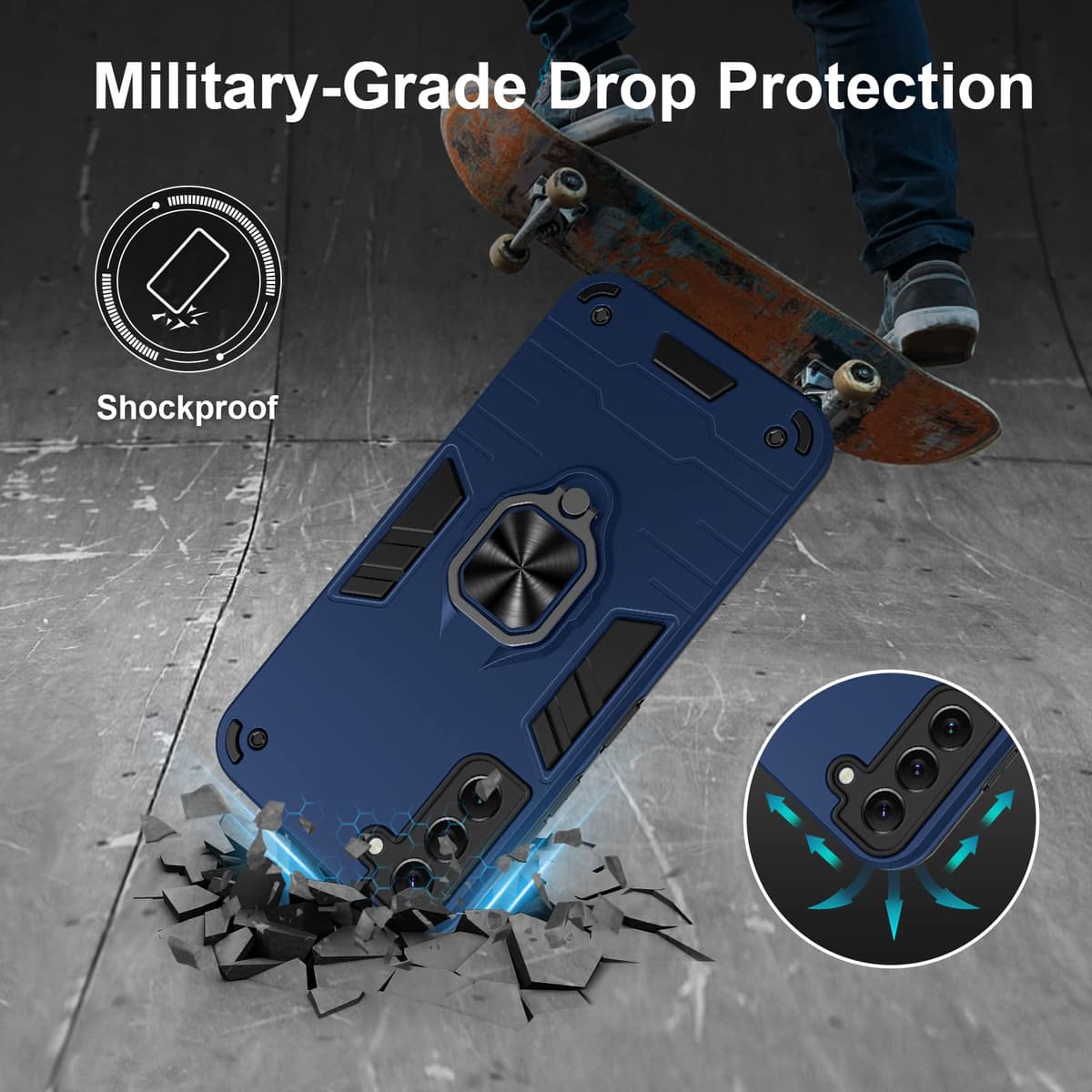 Funda para CMF Phone 2 Pro, Carcasa Antigolpes con Soporte anular metálico, Case Protectora de Grado Militar, Negro — view 695
