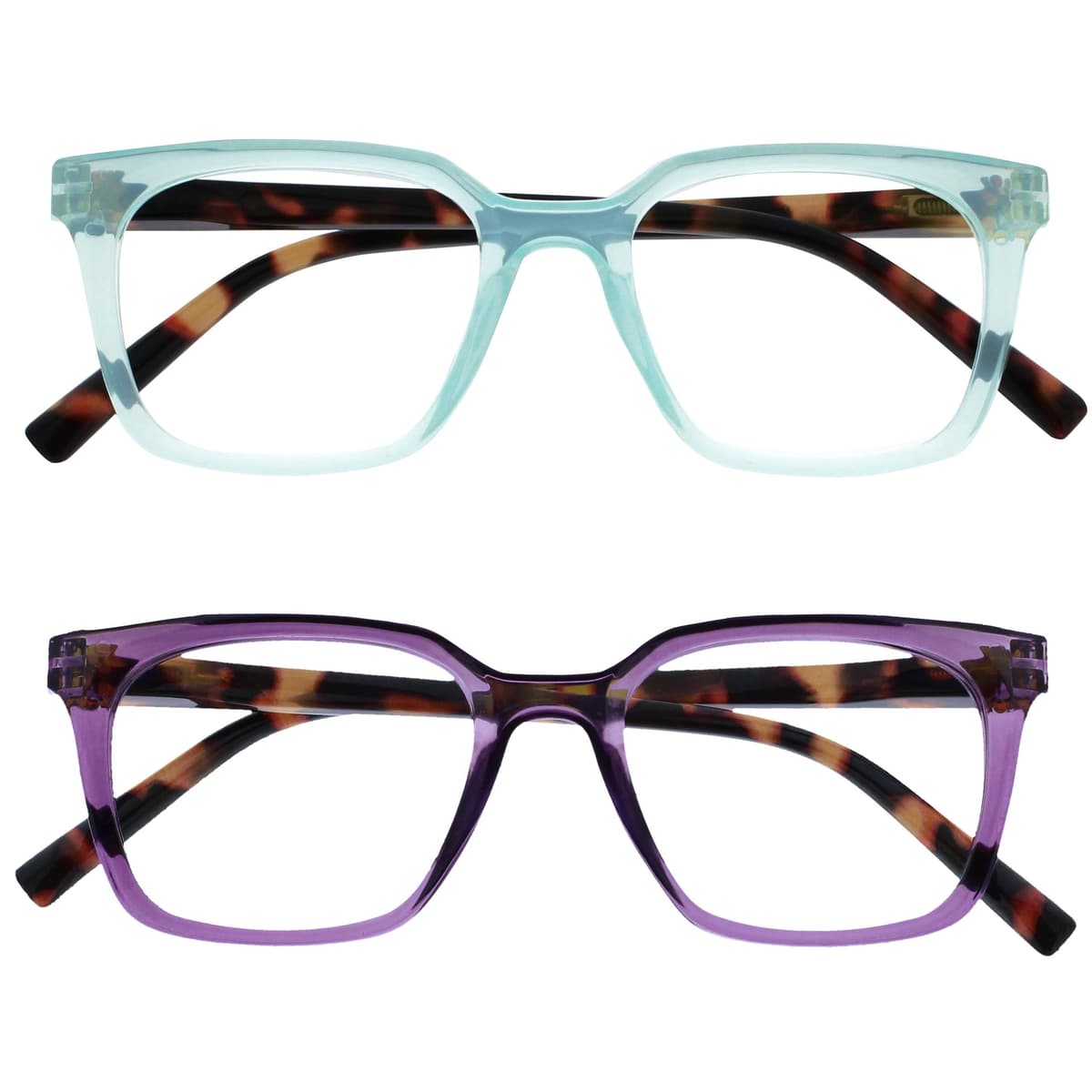 OPULIZE KOI Reading Glasses - Elegant Wide Rectangular Frame - Optimum Vision - Men Women - Spring Hinges, 1 Pack - Aqua — view 13
