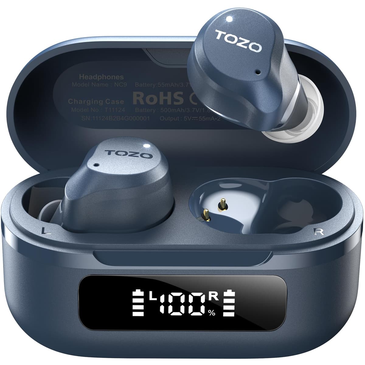 TOZO Hybrid Auriculares Inalámbricos Bluetooth 5.3 ANC Híbrida 6 Mics ENC, Reducción de Ruido 45dB, ORIGX 2.0 Acústico 32 EQs, 60H, Pantalla LED, USB Tipo C, IPX8, para Oficina y Commuting, Negro — view 15