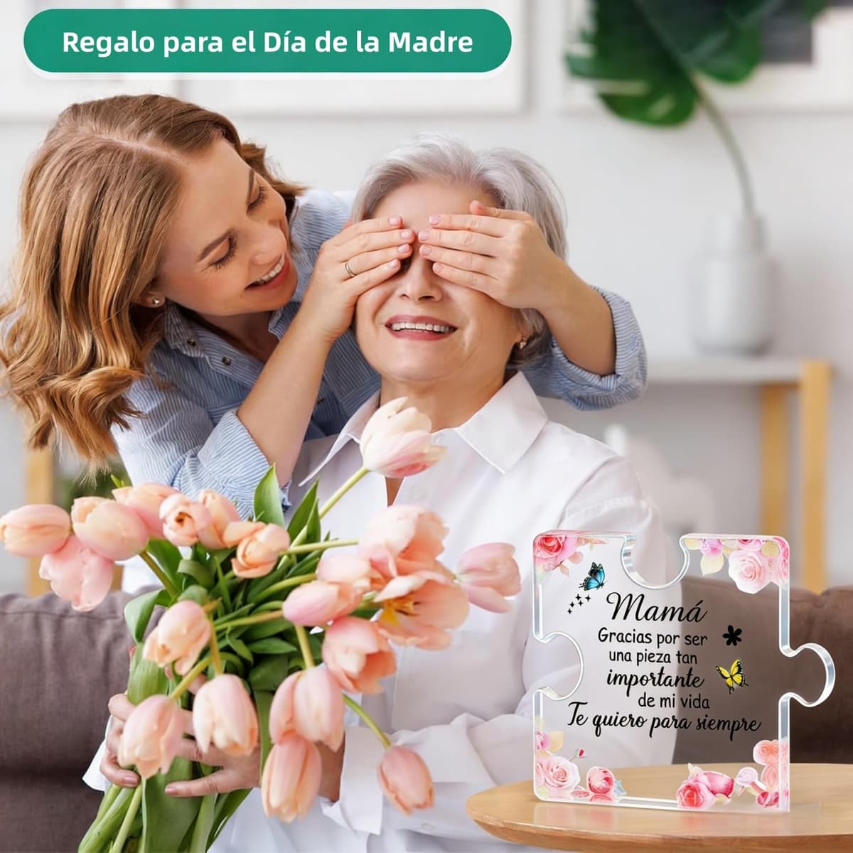 Regalo Dia de la Madre, Regalo Madre, Placa Acrílica en Forma de Puzzle, Regalos Madre Cumpleaños, Navidad, Dia de la Madre Regalos Originales — view 5