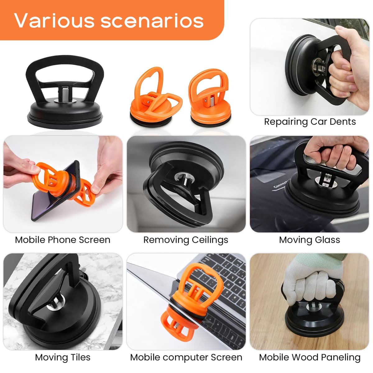 Professional 3-Pack Dent Puller Kit | Heavy-Duty Puller for Car Body Dents, Glass & Tile Lifting | Suction Cup Dent Remover Tools | Paint-Safe, No-Scratch Tool for DIY & Professional Use — view 5