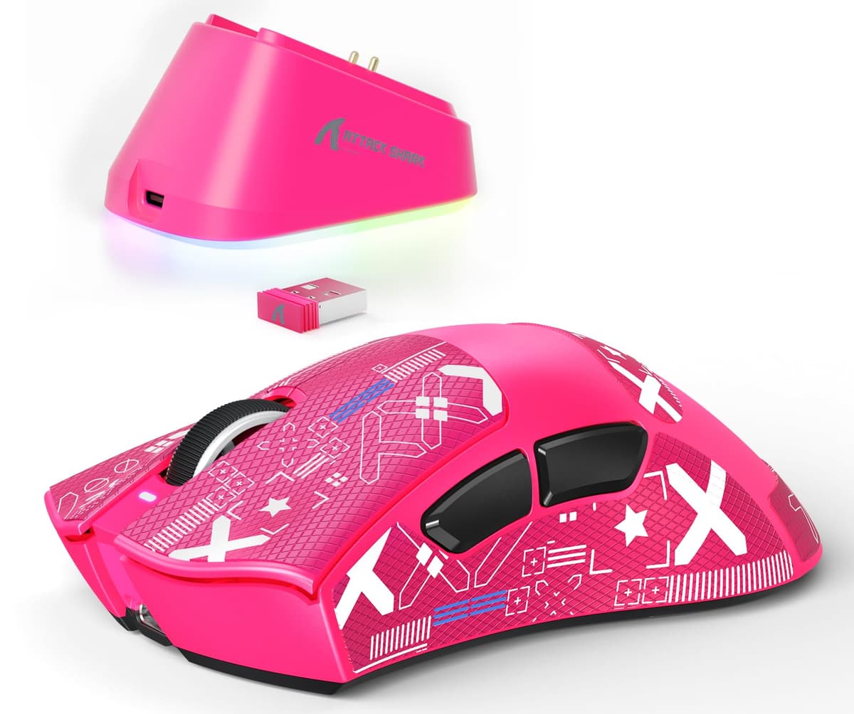 ATTACK SHARK V3PRO Ratón Gaming Inalámbrico con Base Carga Magnética, PixArt PAW3311, hasta 25000 dpi, BT/2.4GHz/Alámbrico, 100M Clics, 500mAh, 65g Ultra-Ligero para Win11/Xbox/PS/Mac - Blanco — view 10