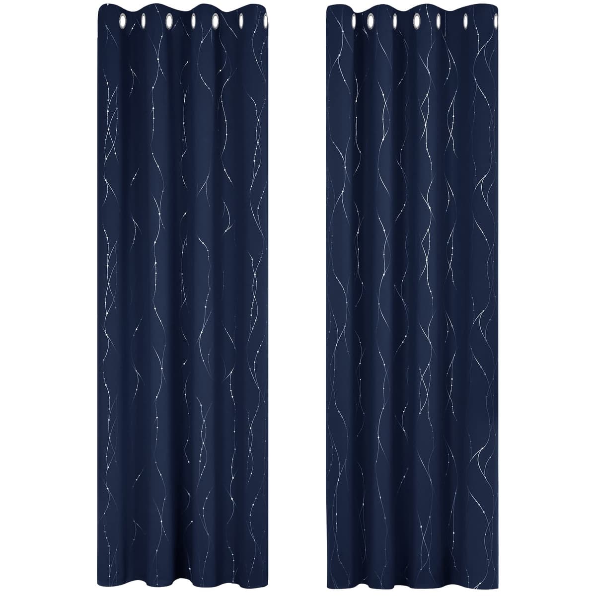 Deconovo Soft Dotted Line Foil Printed Blackout Curtains Thermal Insulated Curtains Eyelet Energy Efficiency Room Darkening Curtains for Bedroom 52 x 72 Inch Light Grey 2 Panels — view 15