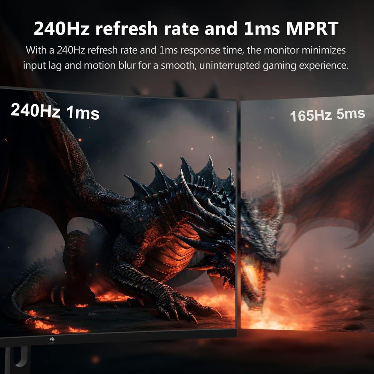 Z-Edge 32 Inch Curved Gaming Monitor 240Hz 1ms MPRT Full HD 16:9 Curved Screen Frameless LED Monitor, Ultra-Thin Bezel, FreeSync, DisplayPort & HDMI, Black — view 2