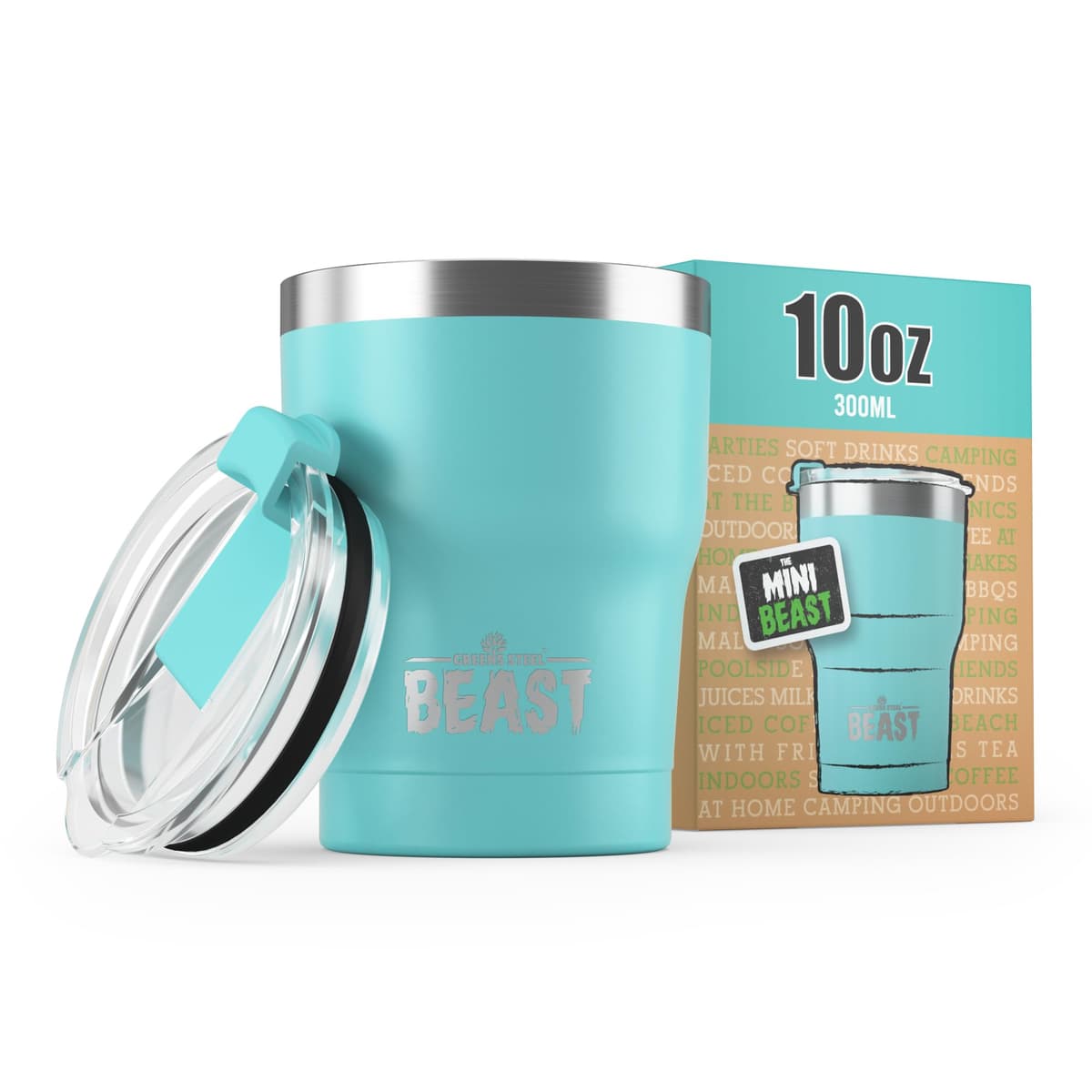 Greens Steel Beast Tumbler – 550 ml (20 oz), Coral | Vaso de acero inoxidable reutilizable con aislamiento al vacío | con 2 pajitas y cepillo de limpieza | Termo de viaje de doble pared — view 80