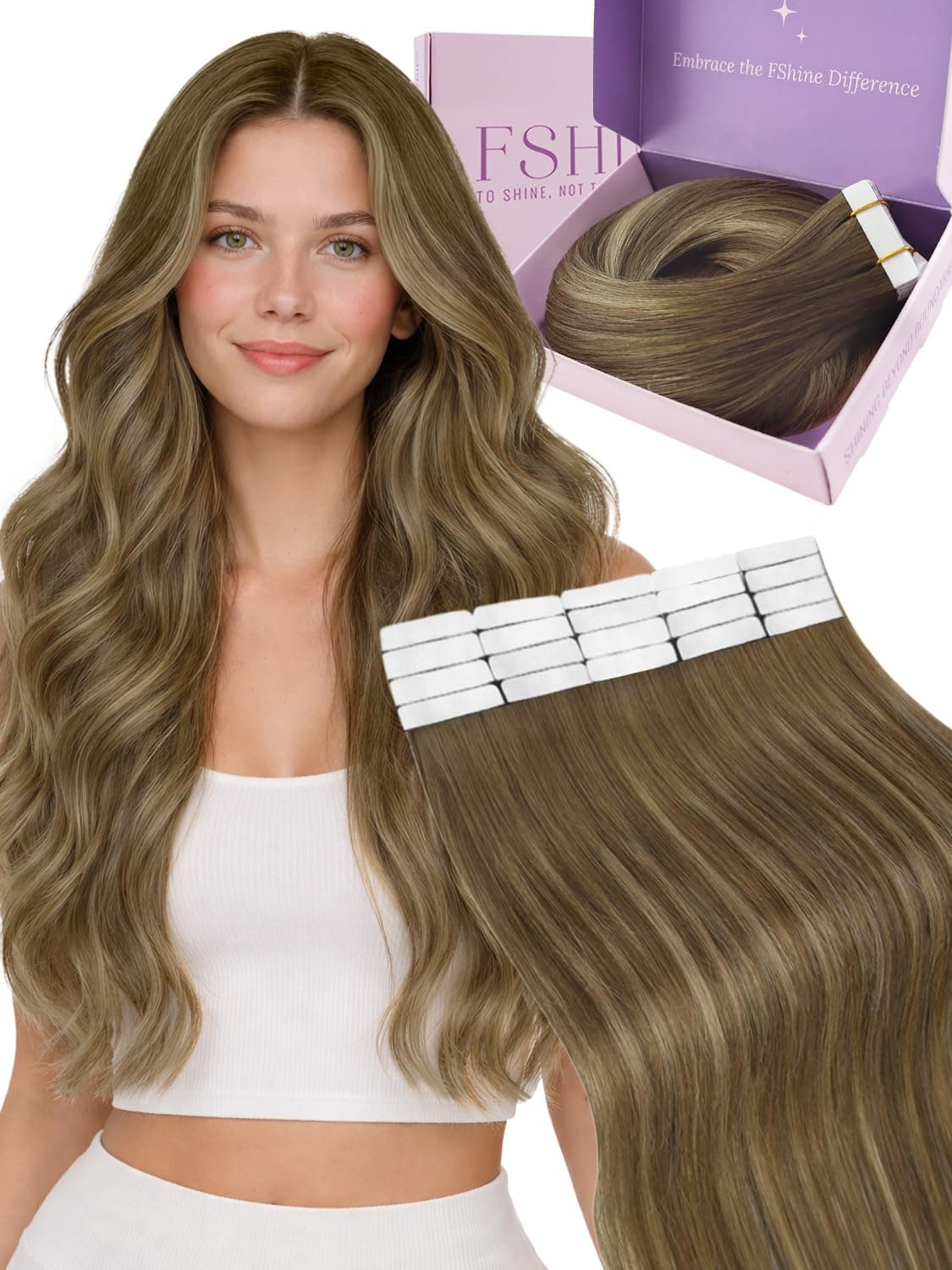 Fshine Extensiones Pelo Natural Adhesivas Rubio Blanco Extensiones Remy Adhesivas 45cm 50g Tape In Hair Extensions Cintas De Cabello Pelo Natural Color 1000 — view 37