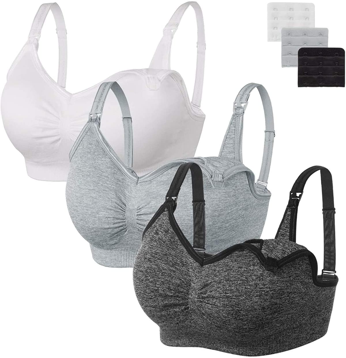 HBselect 3 Pack Women’s Nursing Bra Wireless Seamless Maternity Bra Breastfeeding Bras Bralette with Removable Bra Pads Extenders — view 8