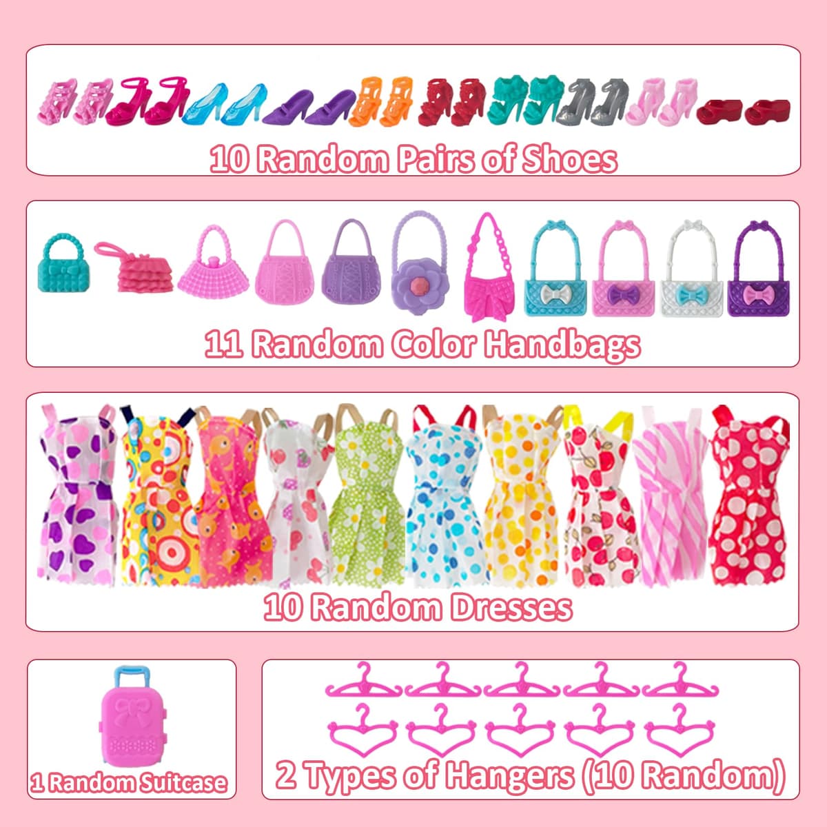 122 Piezas Armario Muñecas con Muñeca 11,5 Pulgadas, Ropa y Accesorios, Incluye Vestido Princesa Zapatos Bolsos Otros Complementos, Juguetes Disfraces Adecuados para Niñas, Niños y Niños (Rosa) — view 5