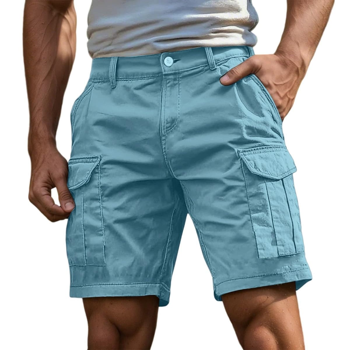 Pantalones Cortos Hombre Cargo Bermudas de Trabajo Deportivos Hombre Verano Cargo Cortos Casual Bermudas Shorts Running Deporte con Múltiples Bolsillos — view 11