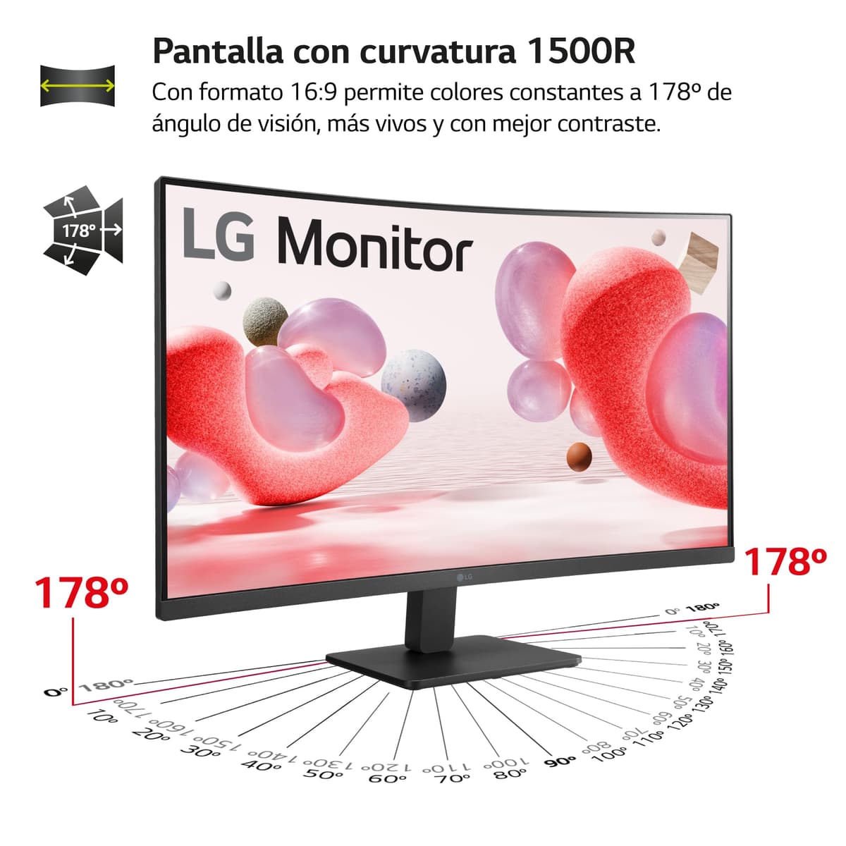 LG 32MR50C-B - Monitor Curvo 32", Panel VA FHD 1920x1080 16:9 1500R, 100 Hz, AMD FreeSync Premium, Super Resolution+, 2× HDMI, Clase E, Negro — view 2