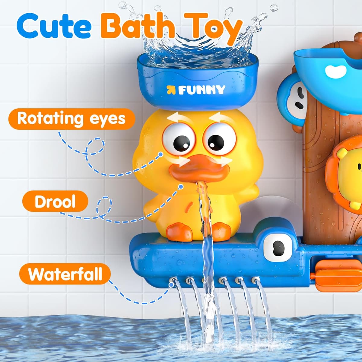 Kids Bath Toys for 1 2 3 Year Old: Fun Duck Blue Toys for 2 3 4 Year Old Boy - Popular Gifts for Boys Age 1-3 - Bathtub Toys for Baby Boys 12+ Months — view 4