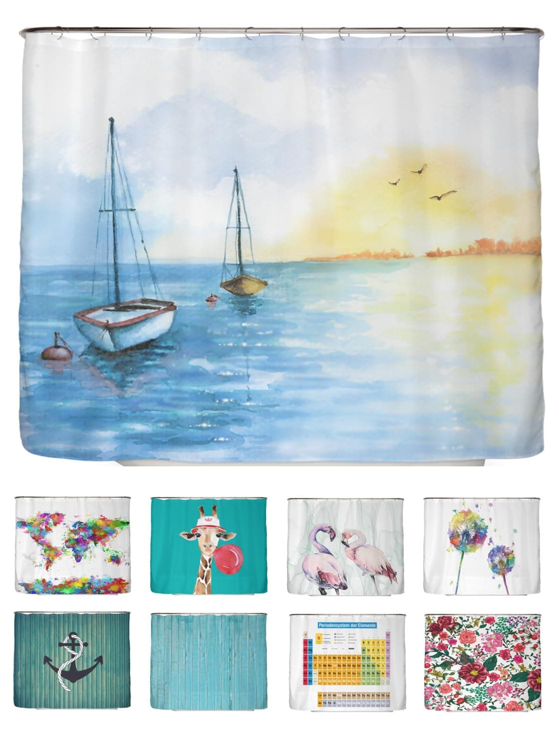 arteneur® - Cortina de Ducha 180x200 - Cortina de Baño Antimoho de Tela, Impermeable, Lavable y Opaco con Dobladillo Ponderado y Anillas (Tabla Periódica Española) — view 47