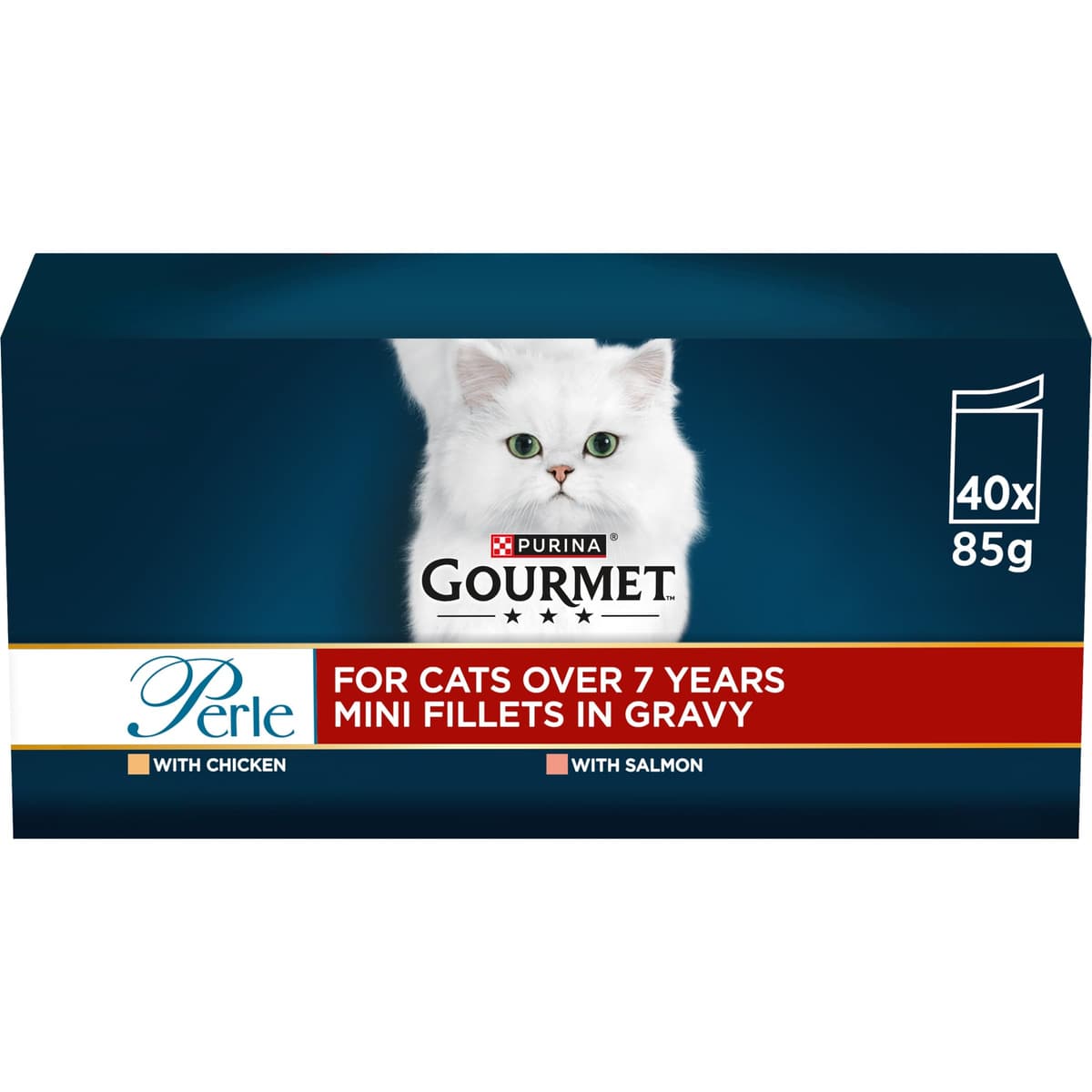 GOURMET Perle Chef's Collection Adult Wet Cat Food Mini Fillets in Gravy Variety Turkey, Tuna, Duck, Lamb 40 x 85g Pouches — view 14